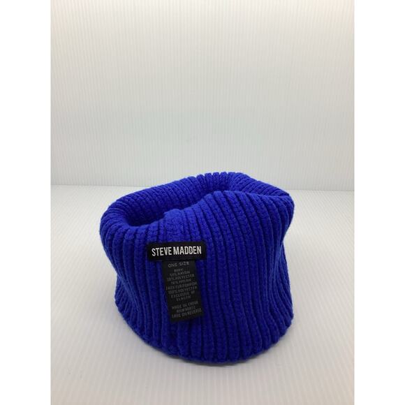 Steve Madden Blue Stocking Cap Beanie Pom Women’s - Picture 4 of 4